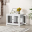 Caisse pour chien de style meuble avec plaque rabattable et coussin-675524380-734109305
