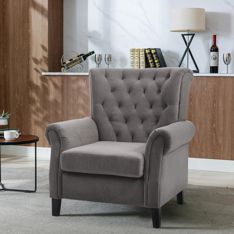 Brasel Velvet Armchair, Grey