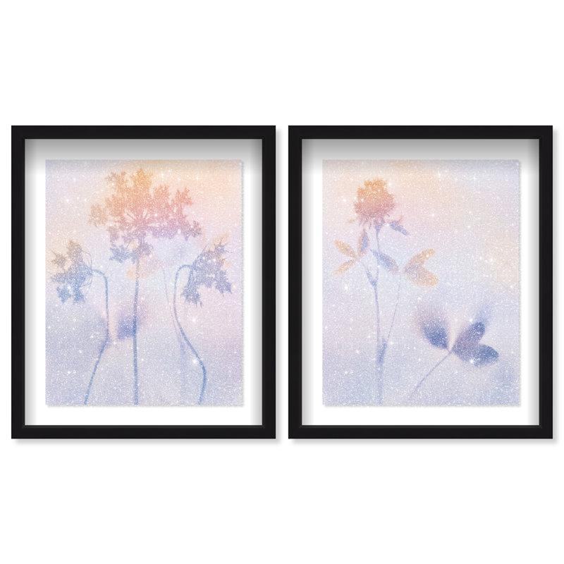 Lavender Shadows Set Set by Oliver Gal, 17.5"H x 21.5"W, Black Shadowbox
