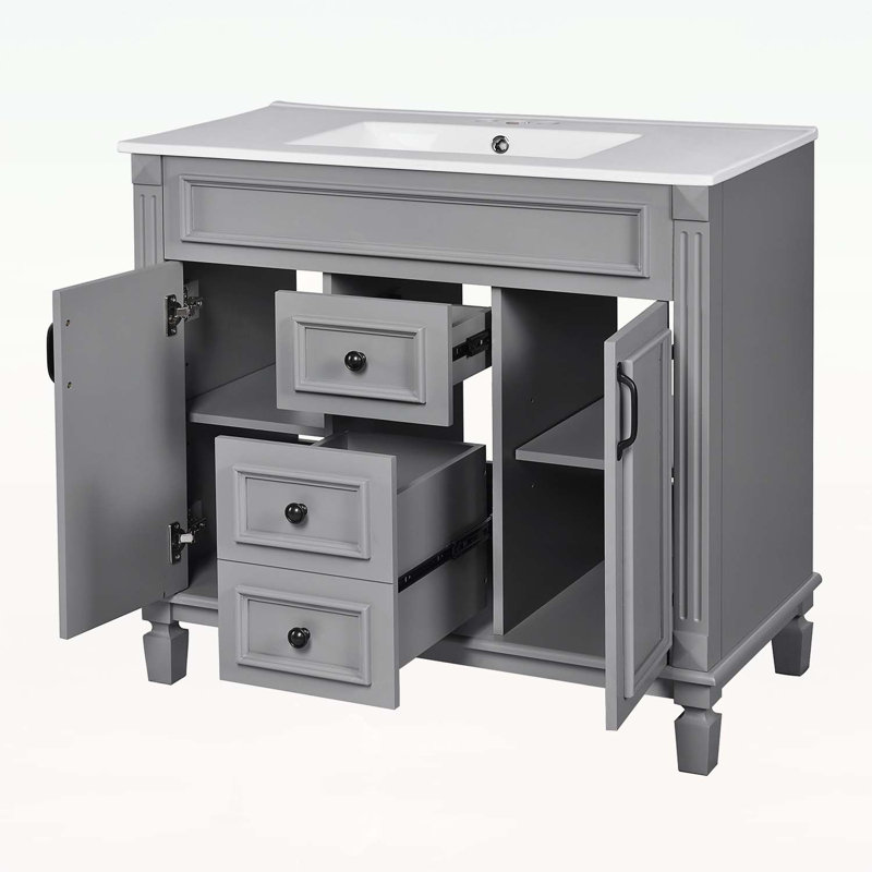 Charmant meuble-lavabo avec rangement polyvalent et attrait élégant