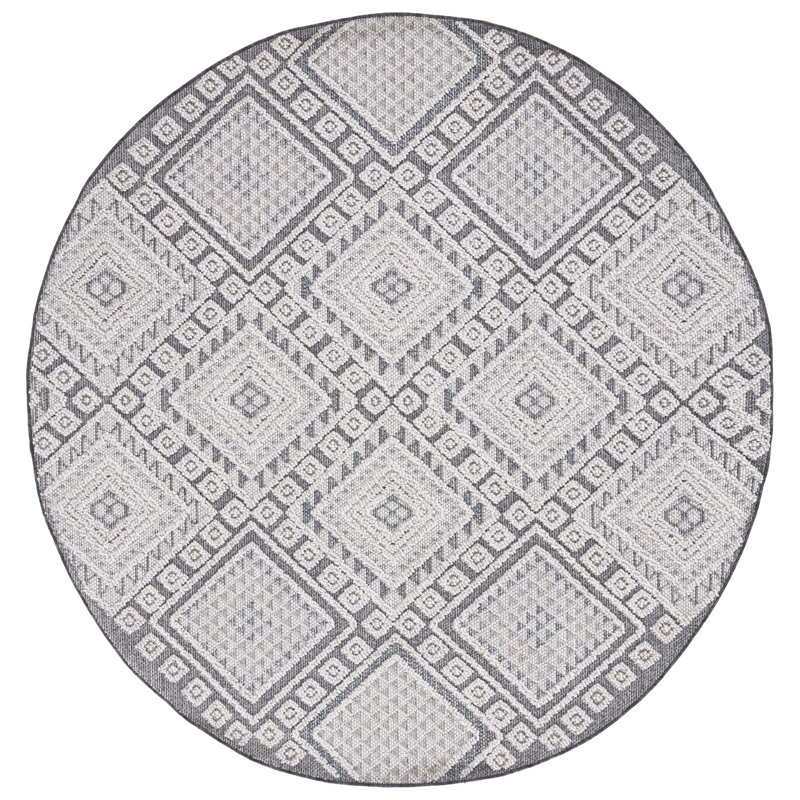 Tapis d'intérieur / extérieur à motif géométrique Serpa 800 Performance, Rond 6 pi 7 po