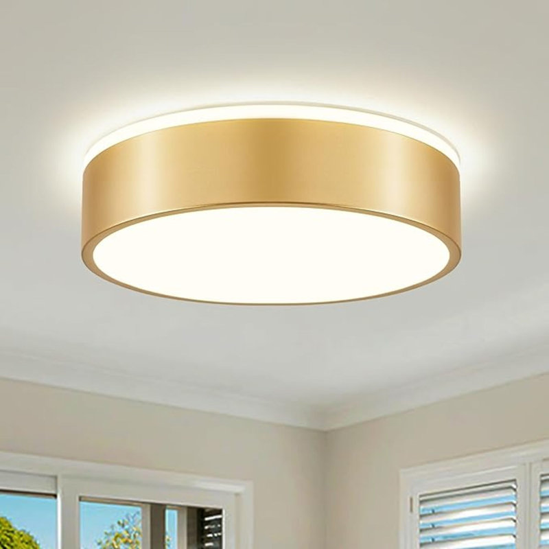 Dimmable Gold LED Ceiling Light, 2700K-6000K 5CCT In One Modern Flush Mount Ceiling Light Fixtures, Minimalist Round Metal Ceiling Lamp For Bedroom Kitchen Hallway Laundry Room-11.8In