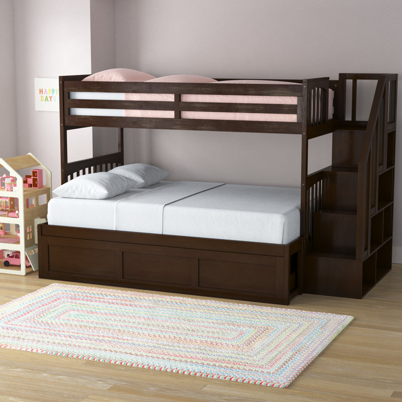 Huneycutt Bunk Bed With Trundle, Mattresses Not Included, Gray, Twin over Full
