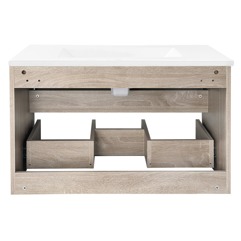 Ebern Designs Mortellaro 76mm L x 47mm W White Ceramic Rectangular Sink with Overflow