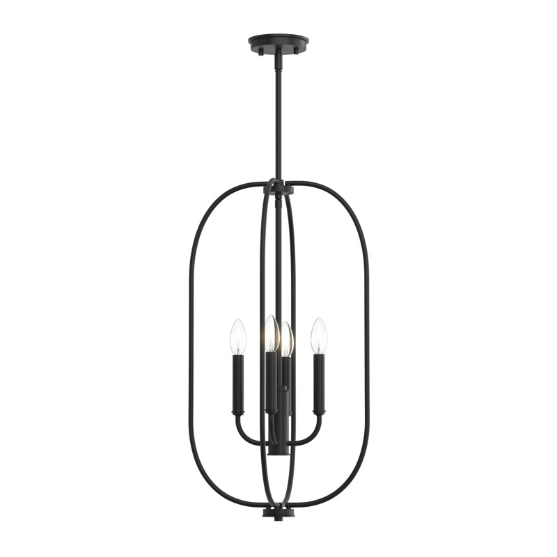 Reines Four-Light Matte Black Foyer Pendant, Matte Black