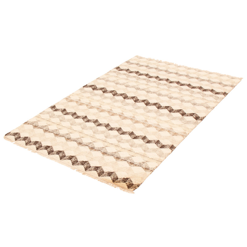 Tapis crème / gris / brun en laine tissé à plat à la main Shandy