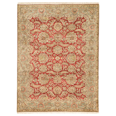 High-Quality Hand-Knotted Red And Green Area Rug