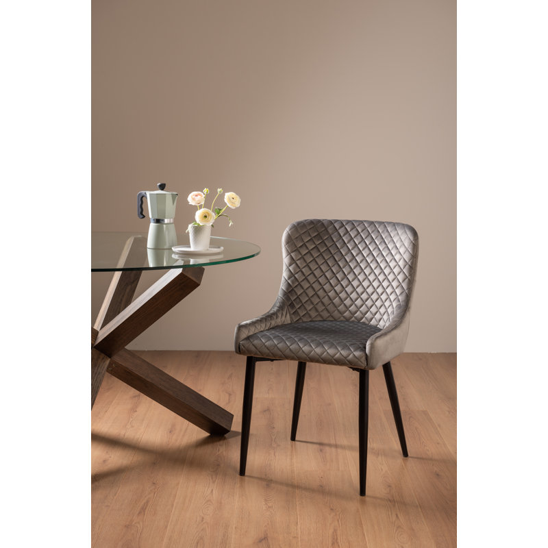 Noa 49cm H Velvet Upholstered Metal Parsons Chair, Black, Grey