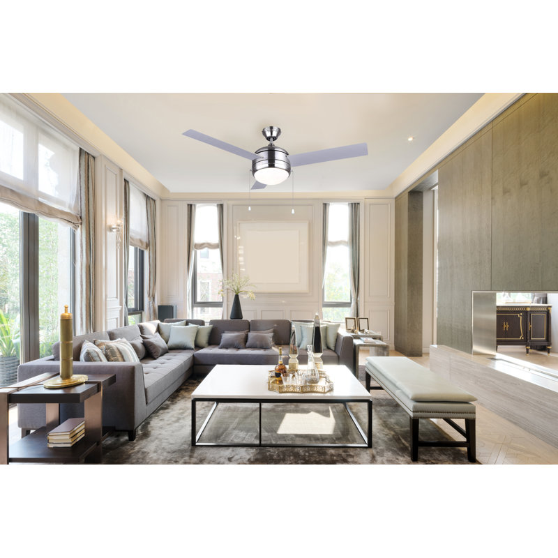 Abbas-Hussein 48'' Ceiling Fan with Light Kit, Brushed Nickel/White