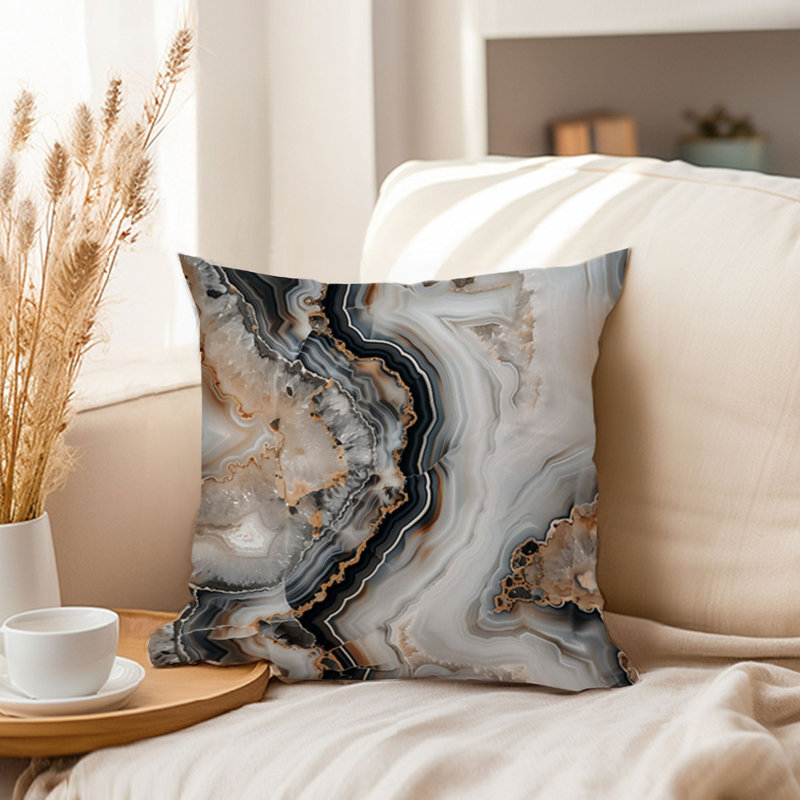 Abstract Gray Marble Geode Pattern VII Modern, 18"H x 18"W