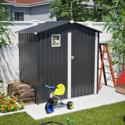 Remise de rangement extérieure en métal avec petite fenêtre et évent