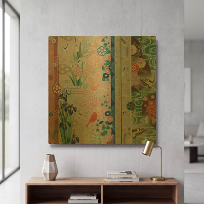 'Kimono Pattern' By Zigen Tanabe Gold Metal Wall Art, 24" x 24"