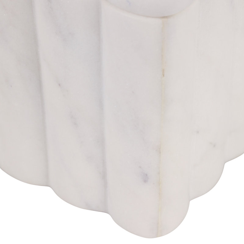 Boîte de rangement décorative carrée en marbre festonné avec couvercle pour la présentation de la maison - Boîte de rangement moderne pour décoration de chambre à coucher - 5 po, blanc et ivoire