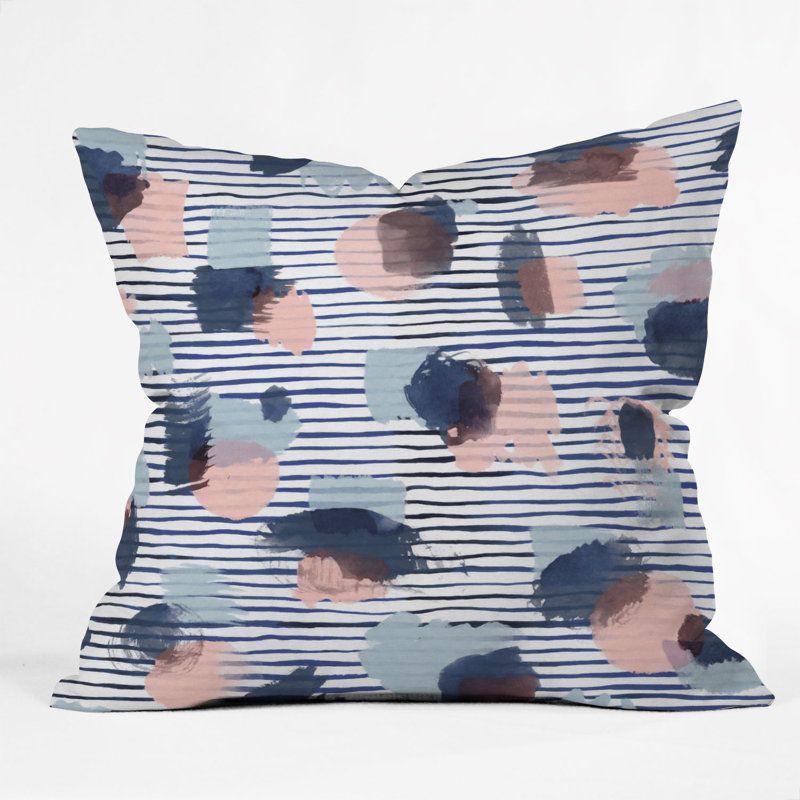 Ninola Design Graphic Thoughts Throw Pillow, 18" x 18", Blue/Pink