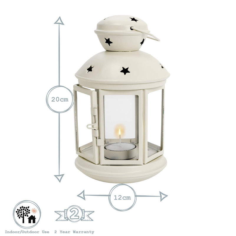 Nicola Spring - Metal Hanging Tealight Lanterns, 20" H x 12" W x 12" D, Cream