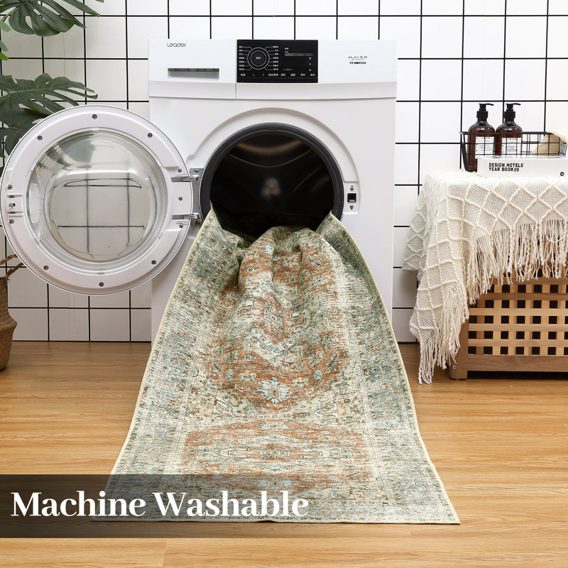 Tapis floral lavable Ruelu, Rectangle 9 pi x 12 pi