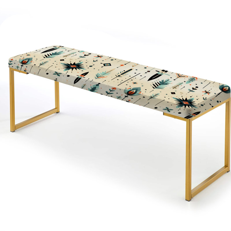 Tribal Harmony Boho Pattern - Geometric Upholstered Gold Bench