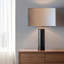 Abat-jour ovale en lin brun foncé-122873443