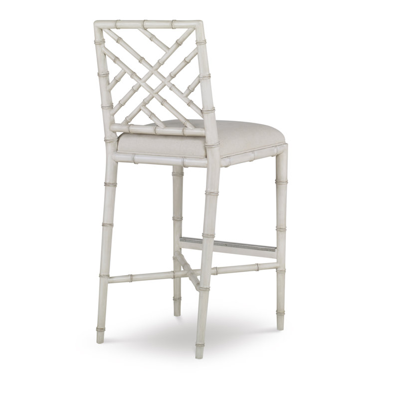 Caribe Upholstered Stool with Solid Wood Frame, Bar Stool (30" Seat Height), Antique White