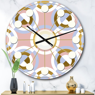 Motif circulaire de formes géométriques - horloge murale moderne Mid-Century