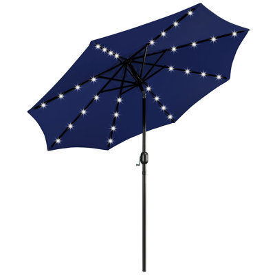 7.5/9Ft LED Lighted Patio Umbrella, Solar Market Umbrella with Tilt Push Button
