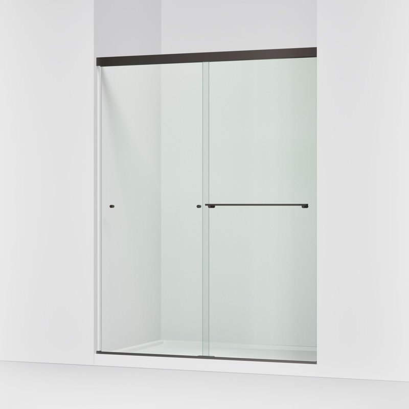 Revel 59.63'' x 76'' Double Sliding Shower Door with CleanCoat Technology, Crystal Clear, Anodized Dark Bronze
