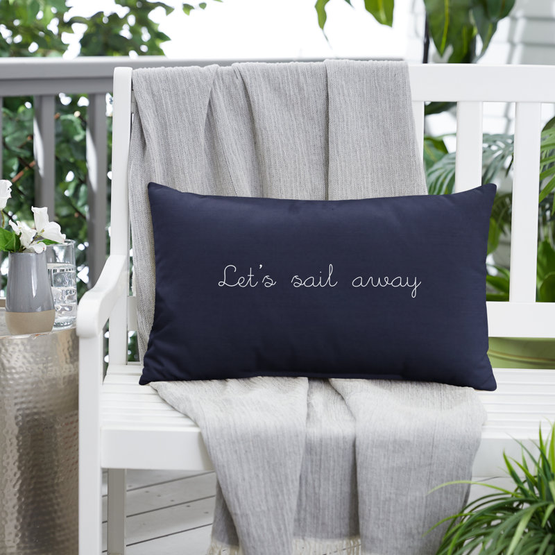 Embroidered Outdoor Throw Pillow