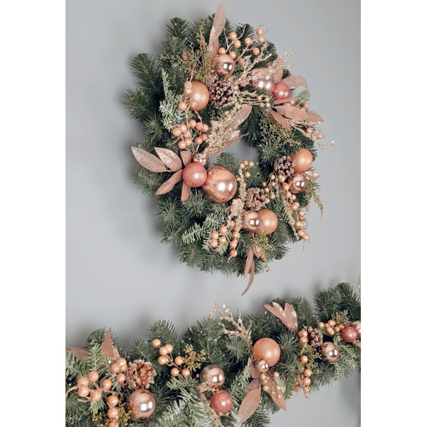 The Holiday Aisle® Christmas Pine Ornaments Berry 22" Wreath & Reviews ...
