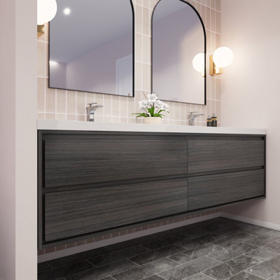 Azden 84" Wall-Mounted Double Bathroom Vanity Set