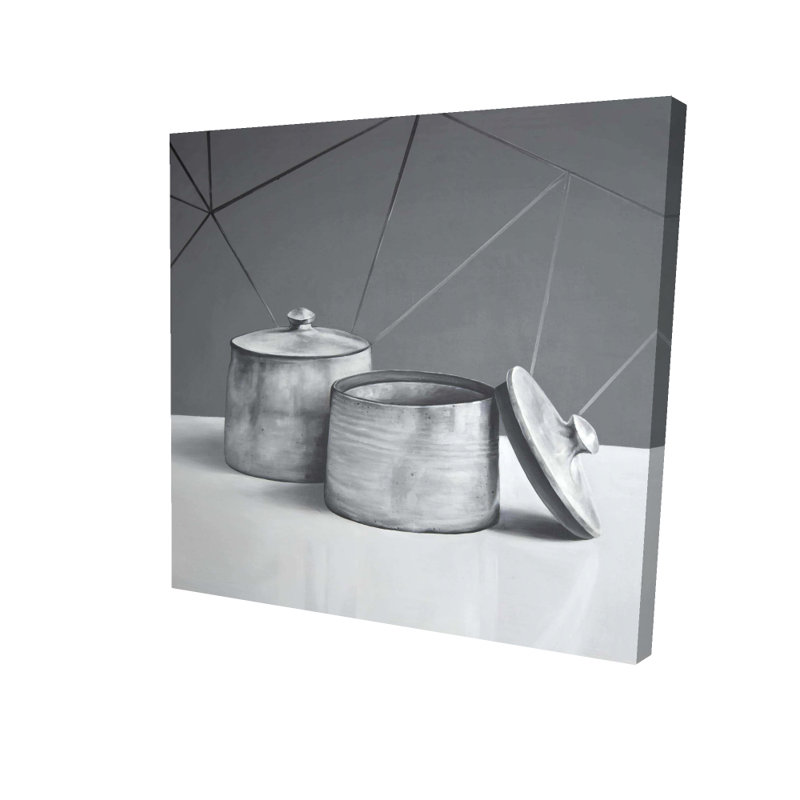 Vieux pot avec toile | Art mural blanc