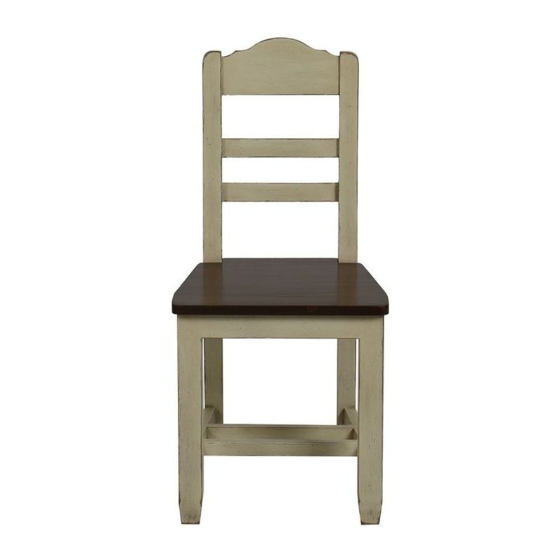 Manahan 45cm H Ladder Back Side Chair, Beige/Dark Brown