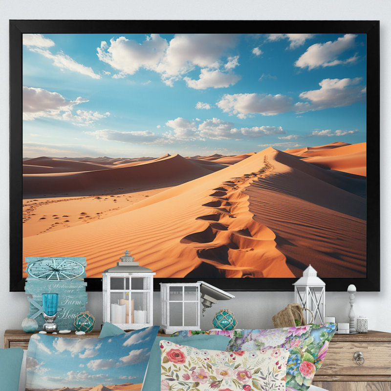 Desert Glamis Sand Dunes III - impression, Cadre photo noir, H 34 po x l 44 po x P 1,5 po