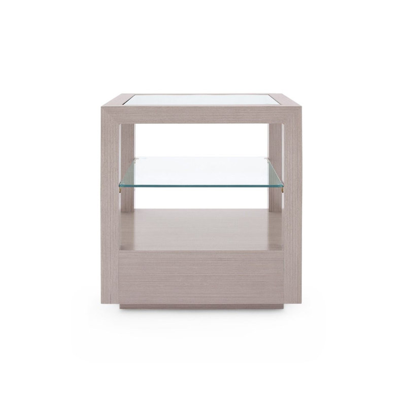 Gavin Glass End Table, Taupe Gray