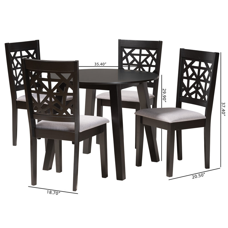 4 - Person Four Leg Dining Set, Beige/Dark Brown