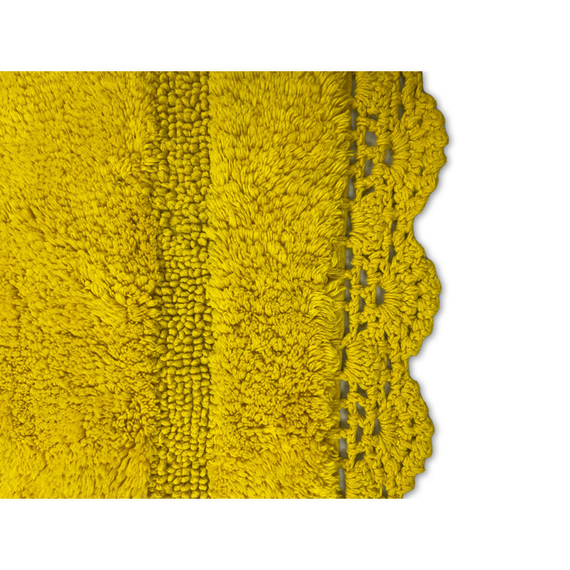 Tapis pour salle de bain en crochet, 24 x 17 pouces, Jaune