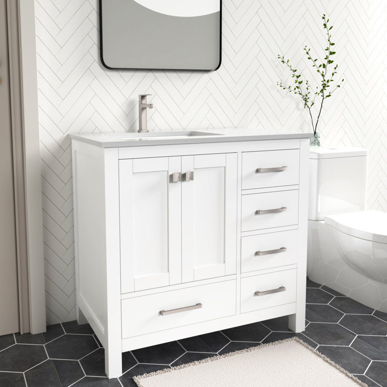 36 Inch Single Bathroom Vanity Set In White - #366T5