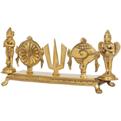 Symboles de Vaishnava avec Hanuman et Garuda debout de chaque côté