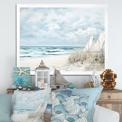 «Ambry Beach Minimalisme Landscape II - Coastal Beach», reproduction sur toile encadrée