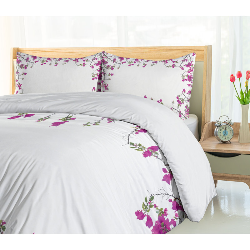 Ensemble de housse de couette fleur, Housse de couette pour grand lit et 2 taies décor