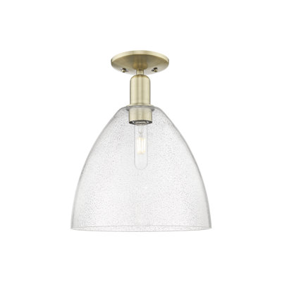 Arcadia - Bristol - 1 Light 12" Semi-Flush Mount - Antique Brass Finish - Seedy Shade