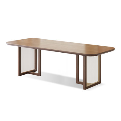 86.61" Brown Rectangular Solid Wood Dining Table