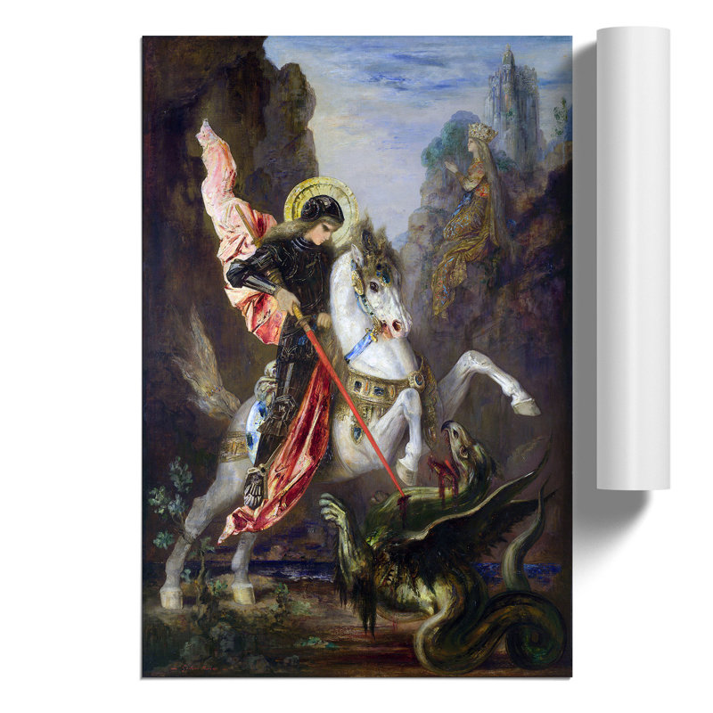St George and the Dragon by Gustave Moreau - Wall Art, 59cm H x 42cm W x 0.1cm D