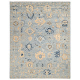 Lagos Hand Knotted Floral Area Rug in Gray