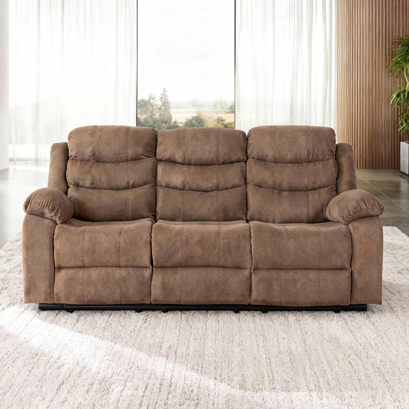 Canapé inclinable manuel 79,9 po avec porte-gobelet rabattable, Brun