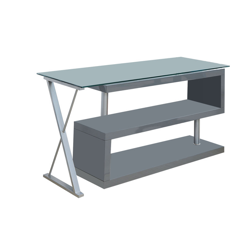 Evee Glass Top Metal Base Executive Desk