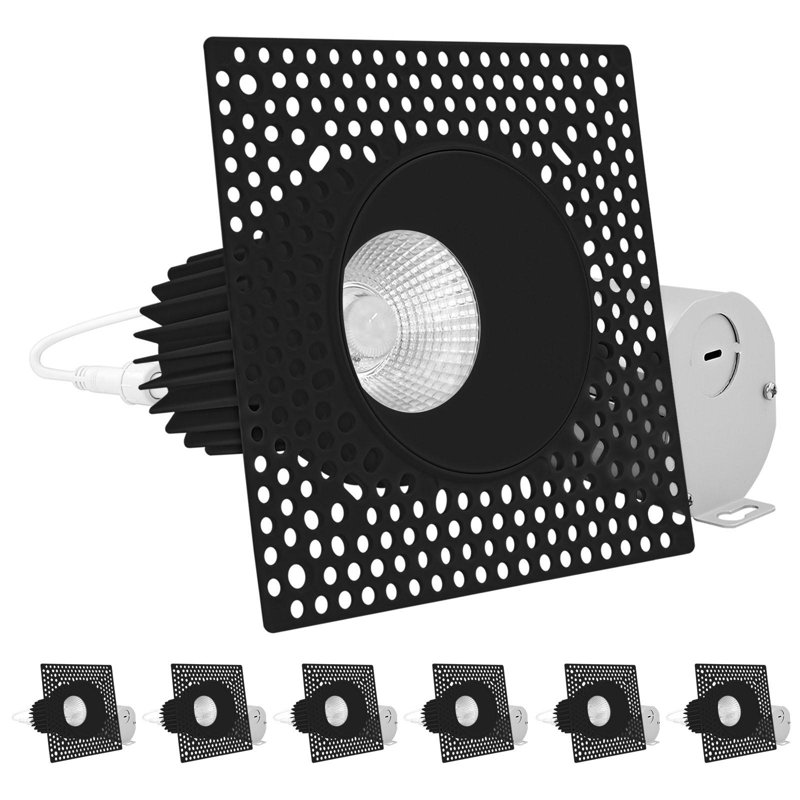 3'' 15 Watt Dimmable Air-Tight IC Rated LED Canless Recessed Lighting Kit, Black