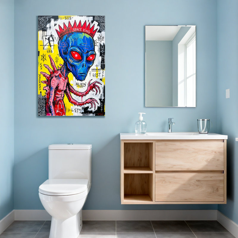 Animals Alien Space King Red Eyes Blue Skin Pattern, 48" H x 32" W