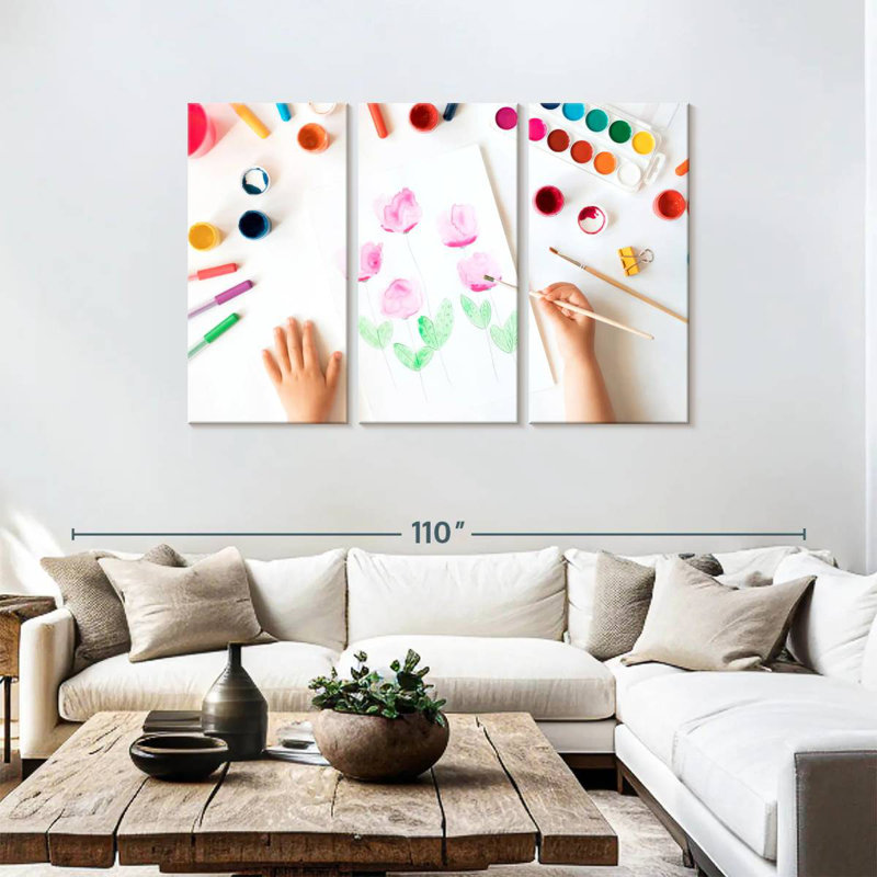 Peinture de Senne, fleur d'enfant, H 48 po x l 74 po