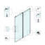 Porte de douche fixe et coulissante, quincaillerie de tube carré, porte de douche en verre transparent, verre trempé de 3/8 po (10 mm), acier inoxydable