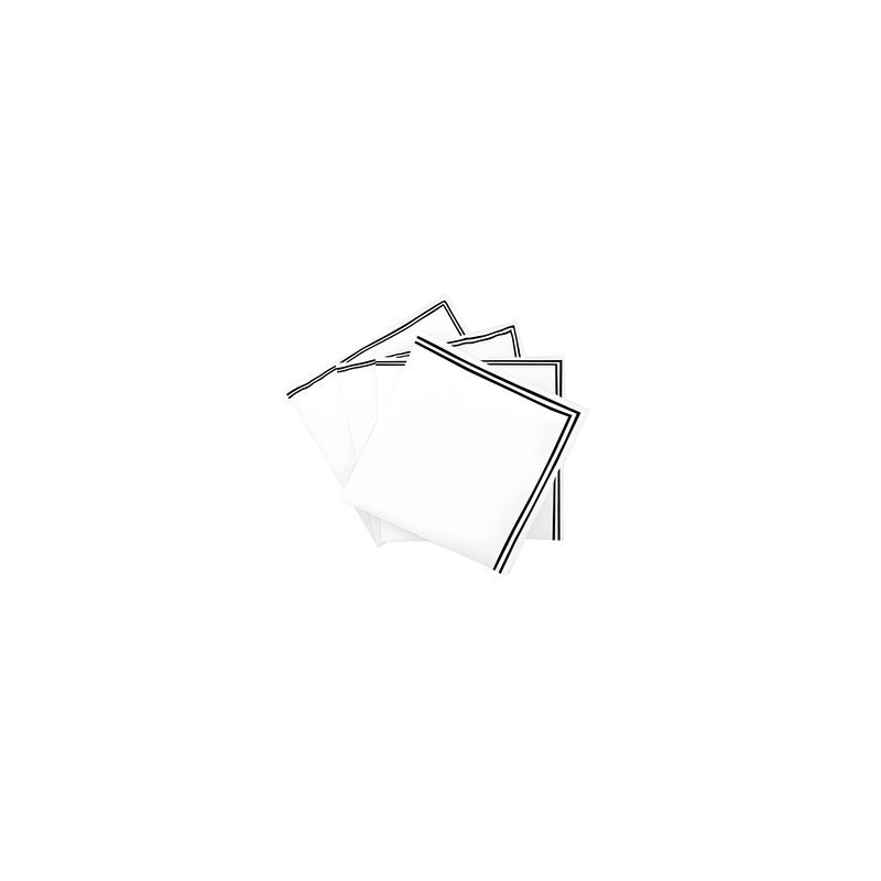 Serviettes en coton à double bordure brodée (ensemble de 4), Blanc/Noir, Carré 10 po